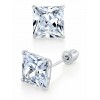 Earrings | 14K White Gold Stud Earrings Princess Screwback Cubic Zirconia CZ
