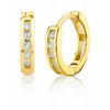 Earrings | 925 Sterling Silver Goldtone Huggie Hoop Earrings Pavé-Set Round CZ