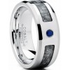 Mens Rings | Cobalt Men's Wedding Band Ring W/ Gray 3K Carbon Fiber Inlay and 0.05 Carat Blue Sapphire