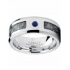 Mens Rings | Cobalt Men's Wedding Band Ring W/ Gray 3K Carbon Fiber Inlay and 0.05 Carat Blue Sapphire