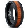 Mens Rings | Men's Black Tungsten Carbide Wedding Band Ring, Real Wood Inlay Comfort Fit 8mm