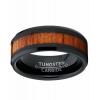 Mens Rings | Men's Black Tungsten Carbide Wedding Band Ring, Real Wood Inlay Comfort Fit 8mm