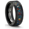 Mens Rings | Men's Black Tungsten Ring Wedding Band Black Cluster of Stars Meteorite Inlay 8MM Comfort-Fit