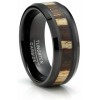 Mens Rings | Men's Black Tungsten Ring Wedding Band Zebra Wood Inlay 8MM Comfort-Fit