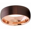 Mens Rings | Men's Chocolate Brown and Rose Tone Tungsten Carbide Wedding Band Ring, brushed dome Comfort Fit 8mm