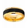 Mens Rings | Men's Duo Tungsten Carbide Wedding Band Black and Gold Tone Ring Comfort Fit 8mm