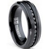 Mens Rings | Men's Titanium Engagement Ring Wedding Band Black Cubic Zirconia 8MM