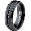 Mens Rings | Men's Titanium Engagement Ring Wedding Band Black Cubic Zirconia 8MM