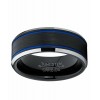 Mens Rings | Men's Tungsten Carbide Black and Blue Textured Wedding Band Ring Comfort Fit 8mm