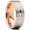 Mens Rings | Mens Tungsten Ring Rose Goldtone Wedding Band Grooved Comfort-fit 8MM