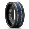 Mens Rings | Mens Tungsten Wedding Band Ring Carbon Fiber Blue Wood Inlay 9MM Comfort-Fit