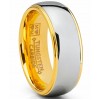 Mens Rings | Tungsten Carbide Dome Goldtone Band Comfort Fit Engagement Ring 8mm