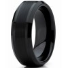 Mens Rings | Tungsten Carbide Men's Black Brushed Center Wedding Band Engagement Ring, 8 mm Comfort Fit