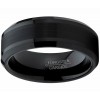 Mens Rings | Tungsten Carbide Men's Black Brushed Center Wedding Band Engagement Ring, 8 mm Comfort Fit