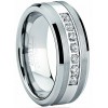 Mens Rings | Tungsten Carbide Men's Engagement Wedding Band Ring with Center,Cubic Zirconia 8mm, Sizes 7 to 13