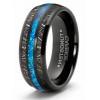 Mens Rings | Tungsten Carbide Mens Wedding Band Blue Titanium Shaving Inlay Engagement Ring Black