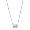 Pendants | 1 Ct. Moissanite Emerald-cut East West Pendant Necklace 18K White Gold on Silver Adjustable Chain