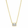 Pendants | 1 Ct. Moissanite Emerald East West Pendant Necklace 18K Gold on Silver Adjustable Chain