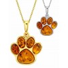 Pendants | Baltic Amber Dog Paw 14K Goldplated 925 Sterling Silver Pendant 18 Necklace
