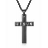 Pendants | Men's Black Stainless Steel Jesus Cross Pendant 24 Round Box Chain Necklace
