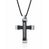 Pendants | Men's Stainless Steel Cross Pendant Black Silver Twisted Cable Inlay 24 Rope Chain Necklace