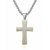 Pendants | Men's Stainless Steel Cross Pendant Gold & Silvertone 24 Round Box Chain Necklace